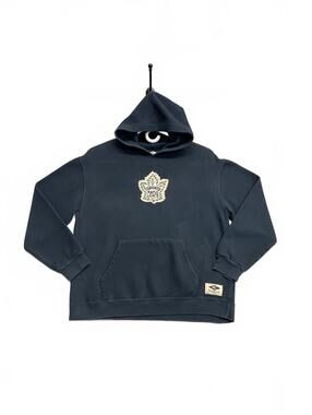 Vtg 90's Toronto Maple Leafs Navy Blue Hoodie with Front Pocket Youth Size XL